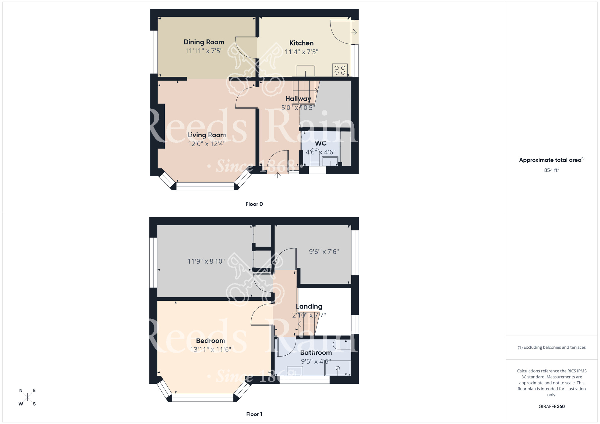 Floorplan of 3 bedroom Semi Detached House for sale, Orwell Gardens, Stockton-on-Tees, Durham, TS19