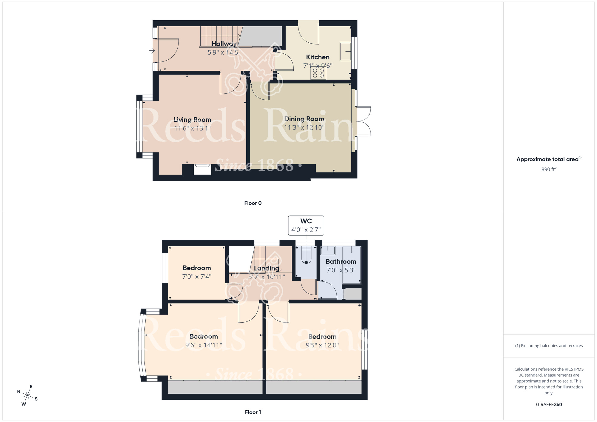 Floorplan of 3 bedroom Semi Detached House for sale, Croxdale Grove, Stockton-on-Tees, Durham, TS19