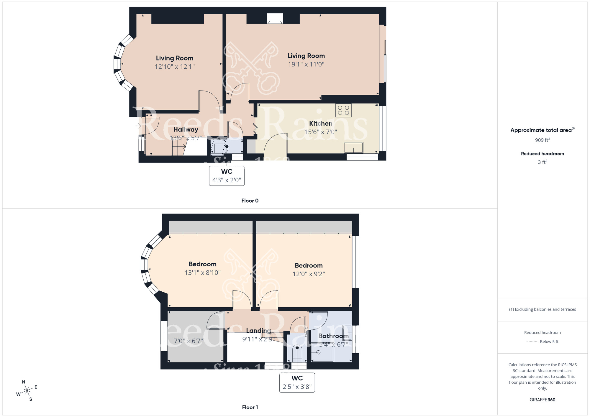 Floorplan of 3 bedroom Semi Detached House for sale, Kendal Road, Stockton-on-Tees, Durham, TS18