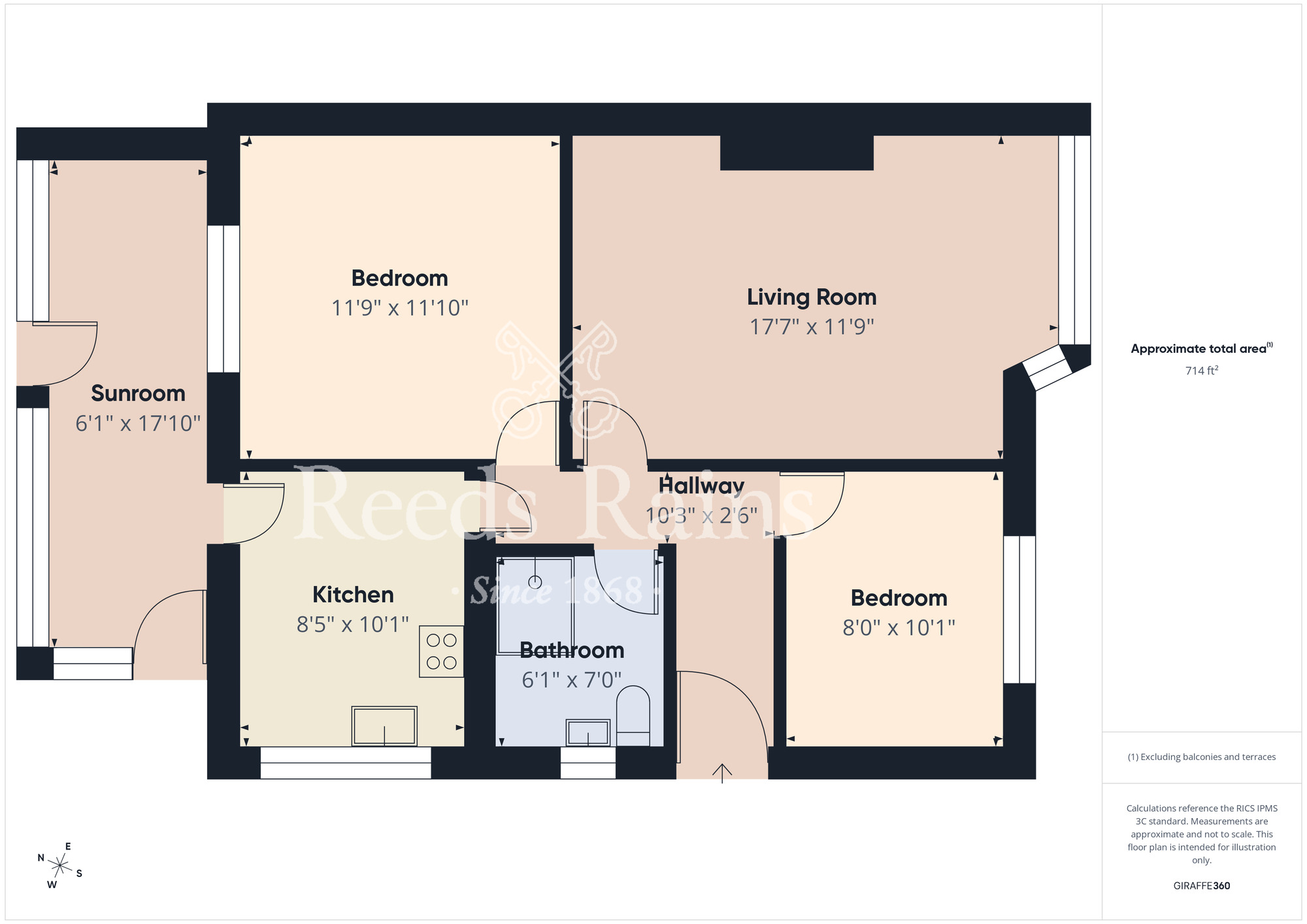 Floorplan of 2 bedroom Semi Detached Bungalow for sale, Greens Grove, Stockton-on-Tees, Durham, TS18