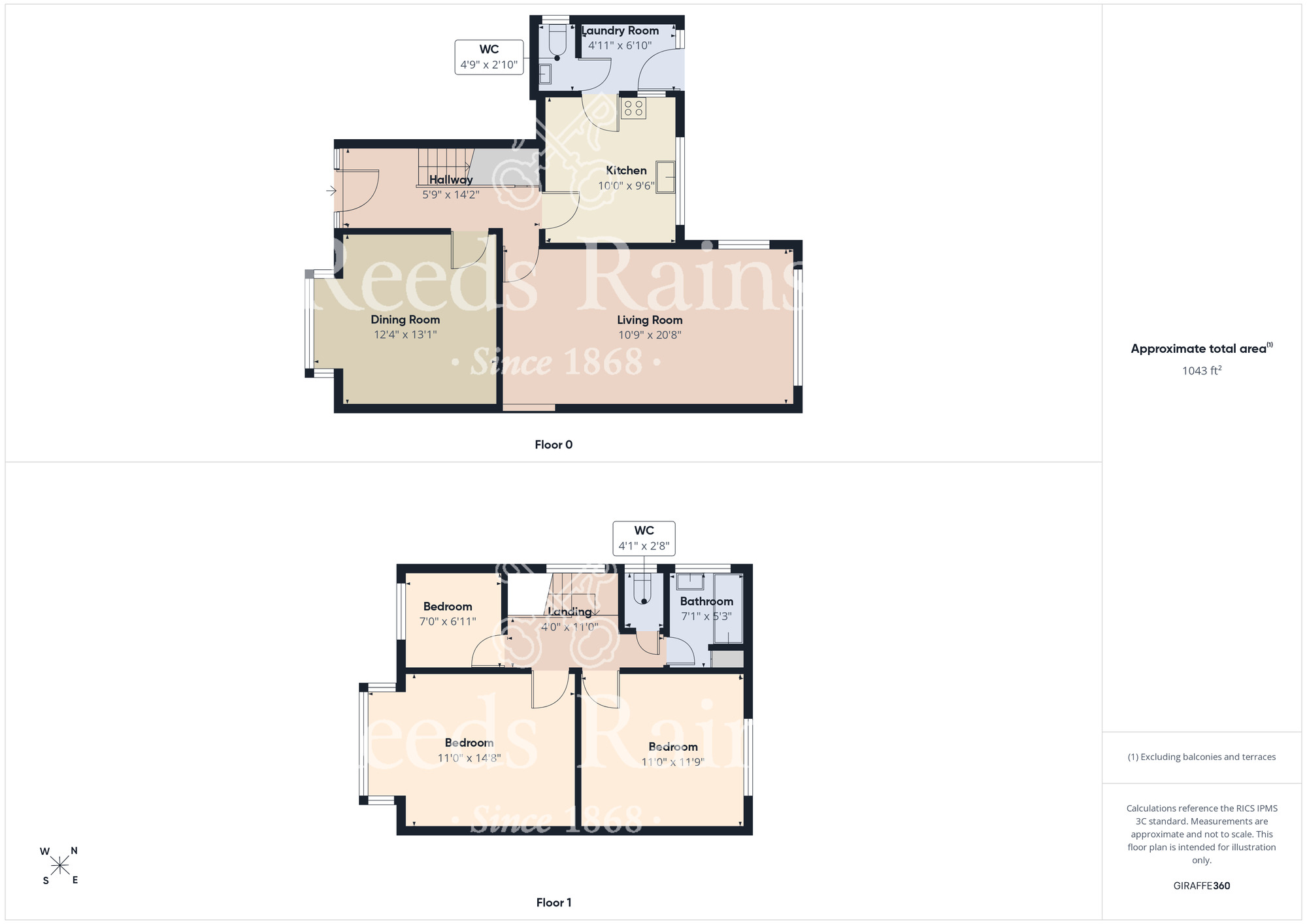 Floorplan of 3 bedroom Semi Detached House for sale, Palm Grove, Stockton-on-Tees, Durham, TS19