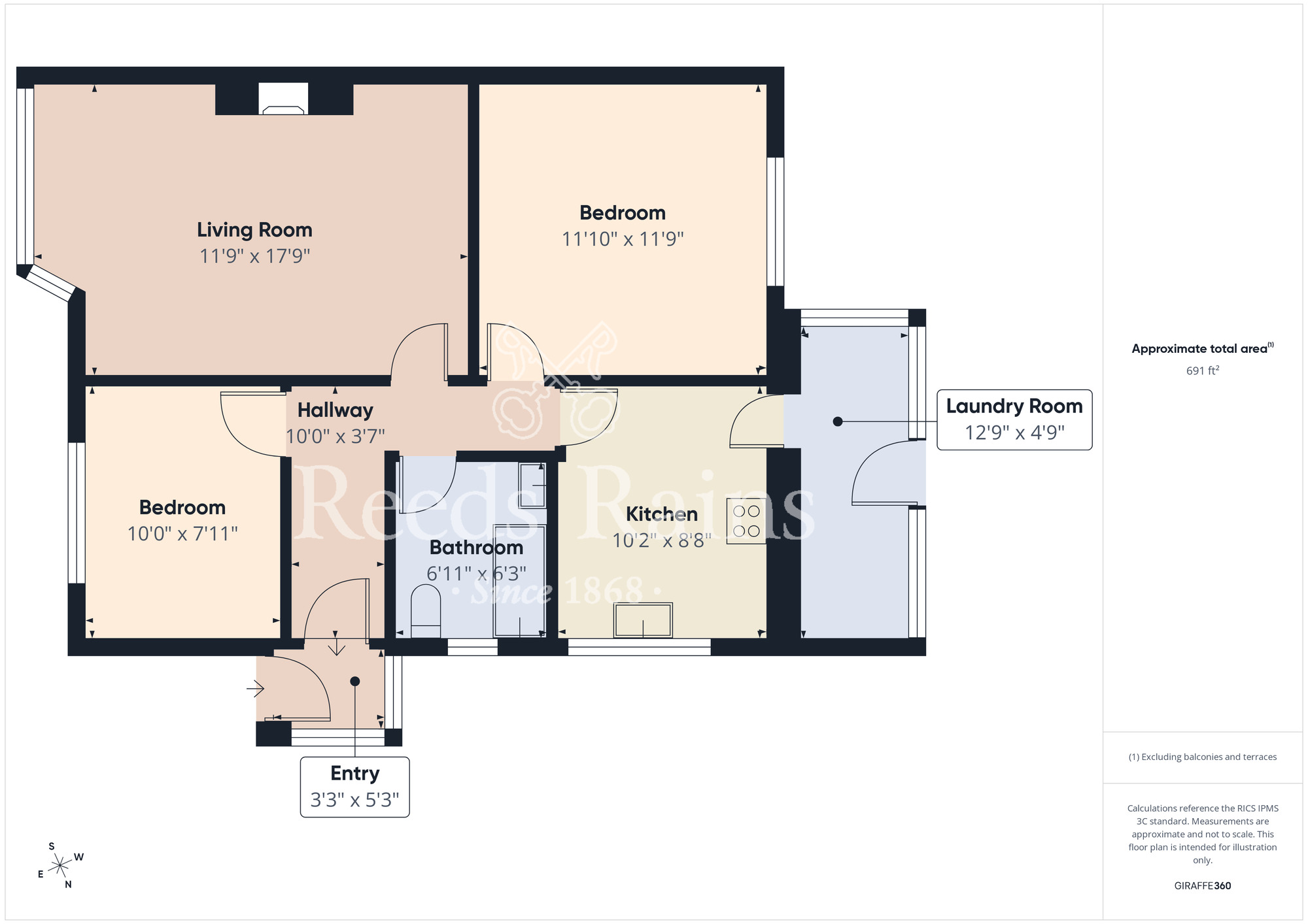 Floorplan of 2 bedroom Semi Detached Bungalow for sale, Shannon Crescent, Stockton-on-Tees, Durham, TS19