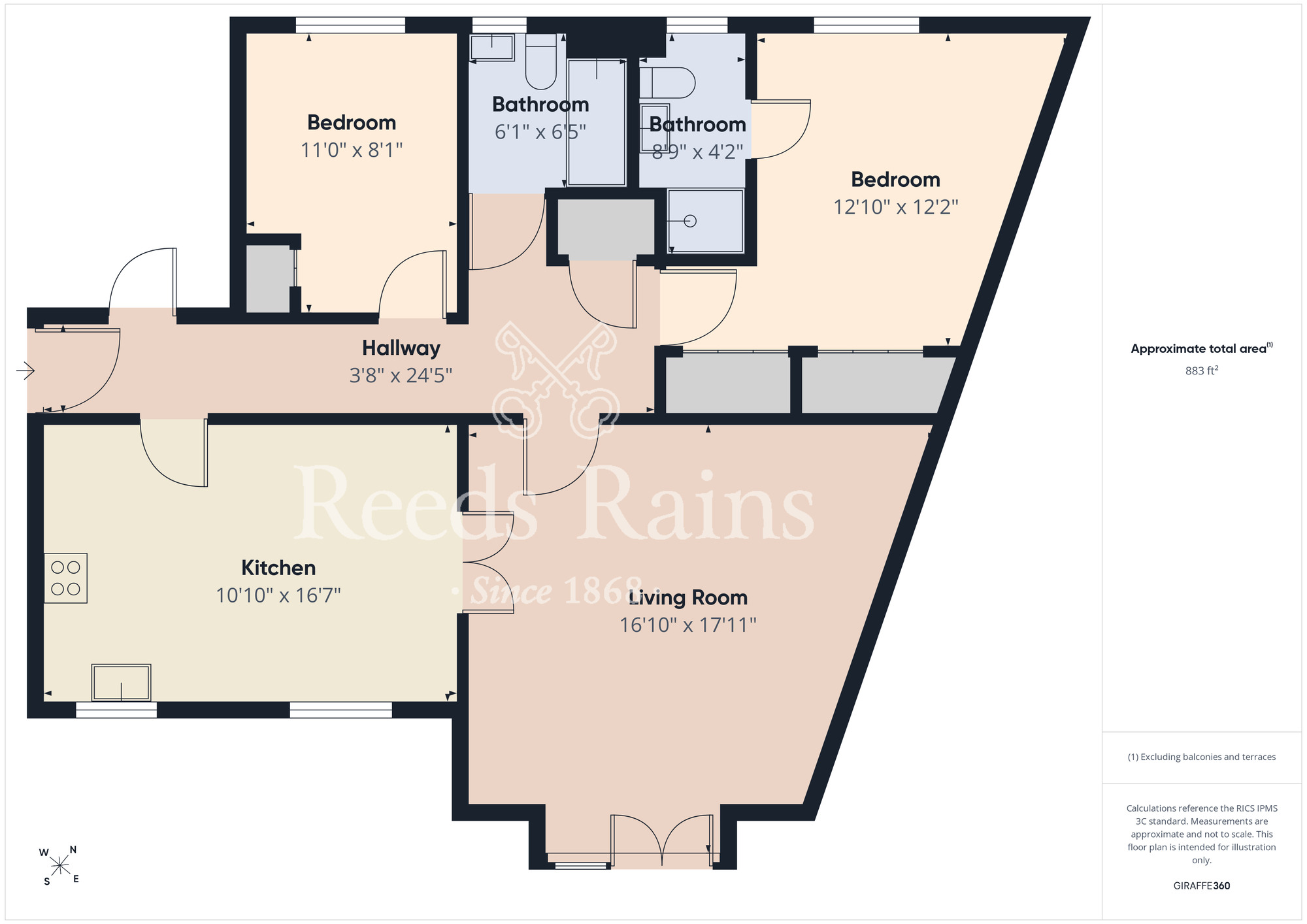 Floorplan of 3 bedroom Flat for sale, Sun Gardens, Thornaby, Cleveland, TS17