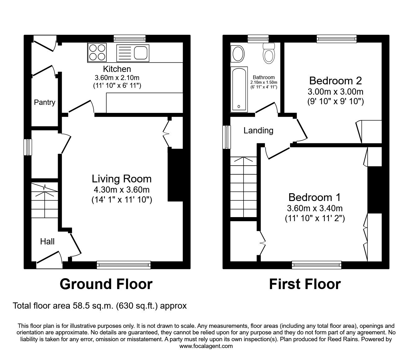Floorplan of 2 bedroom Semi Detached House to rent, Duke Of York Avenue, Wakefield, West Yorkshire, WF2