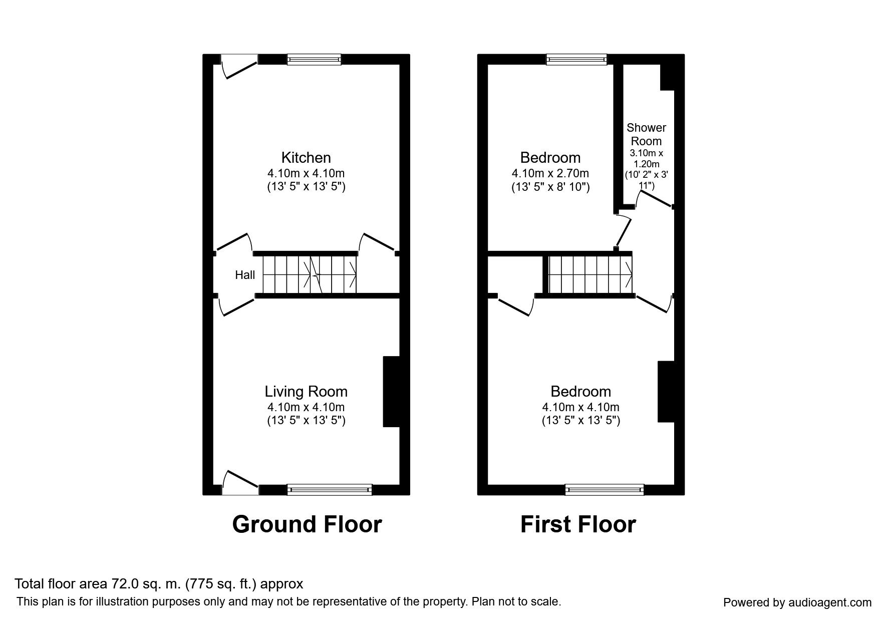 Floorplan of 2 bedroom Mid Terrace House to rent, Wauchope Street, Wakefield, West Yorkshire, WF2