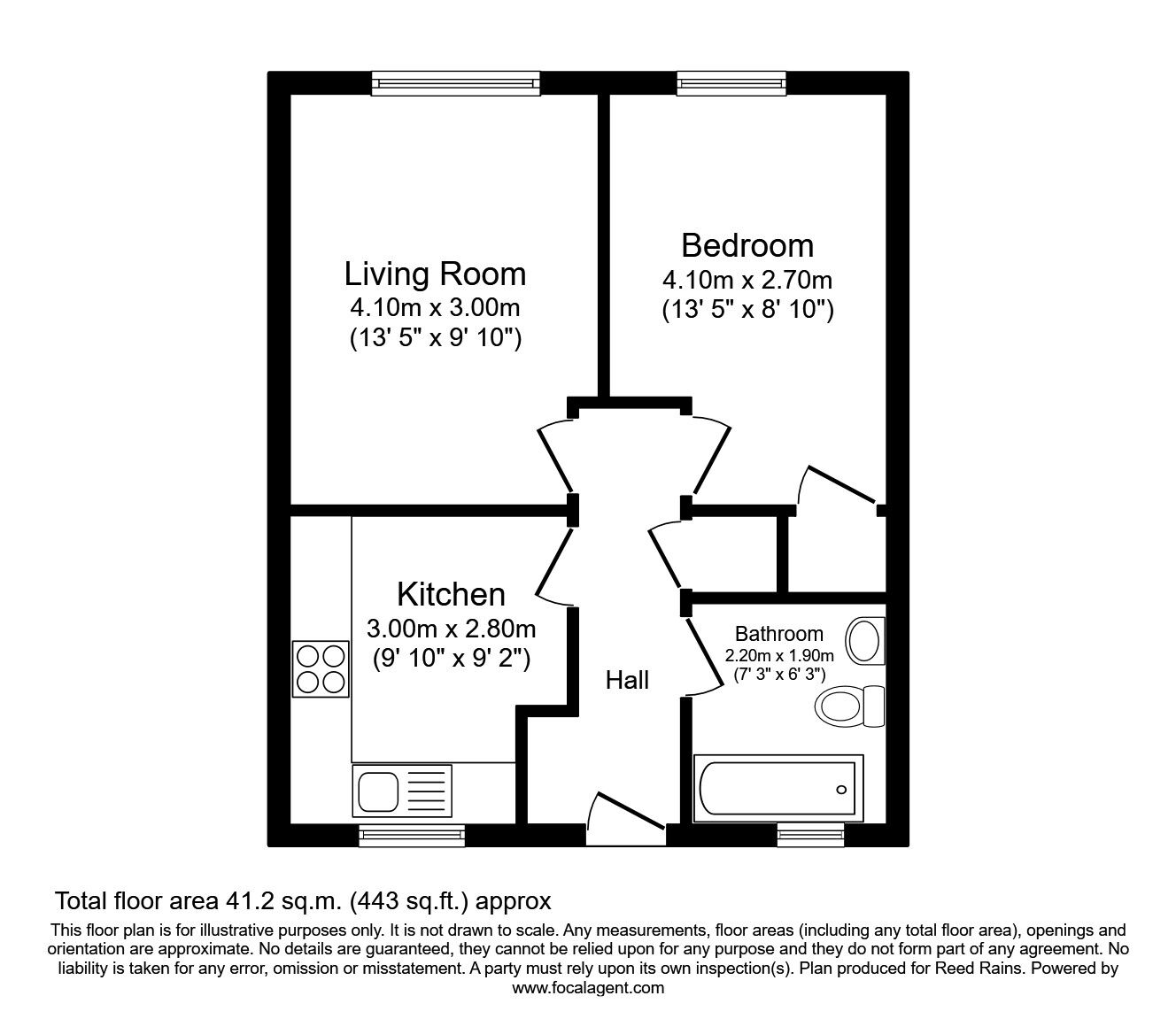 Floorplan of 1 bedroom  Flat to rent, Park Lodge Court, Wakefield, West Yorkshire, WF1