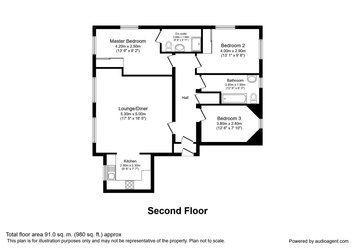 Floorplan of 2 bedroom  Flat to rent, Chaloner Grove, Wakefield, West Yorkshire, WF1
