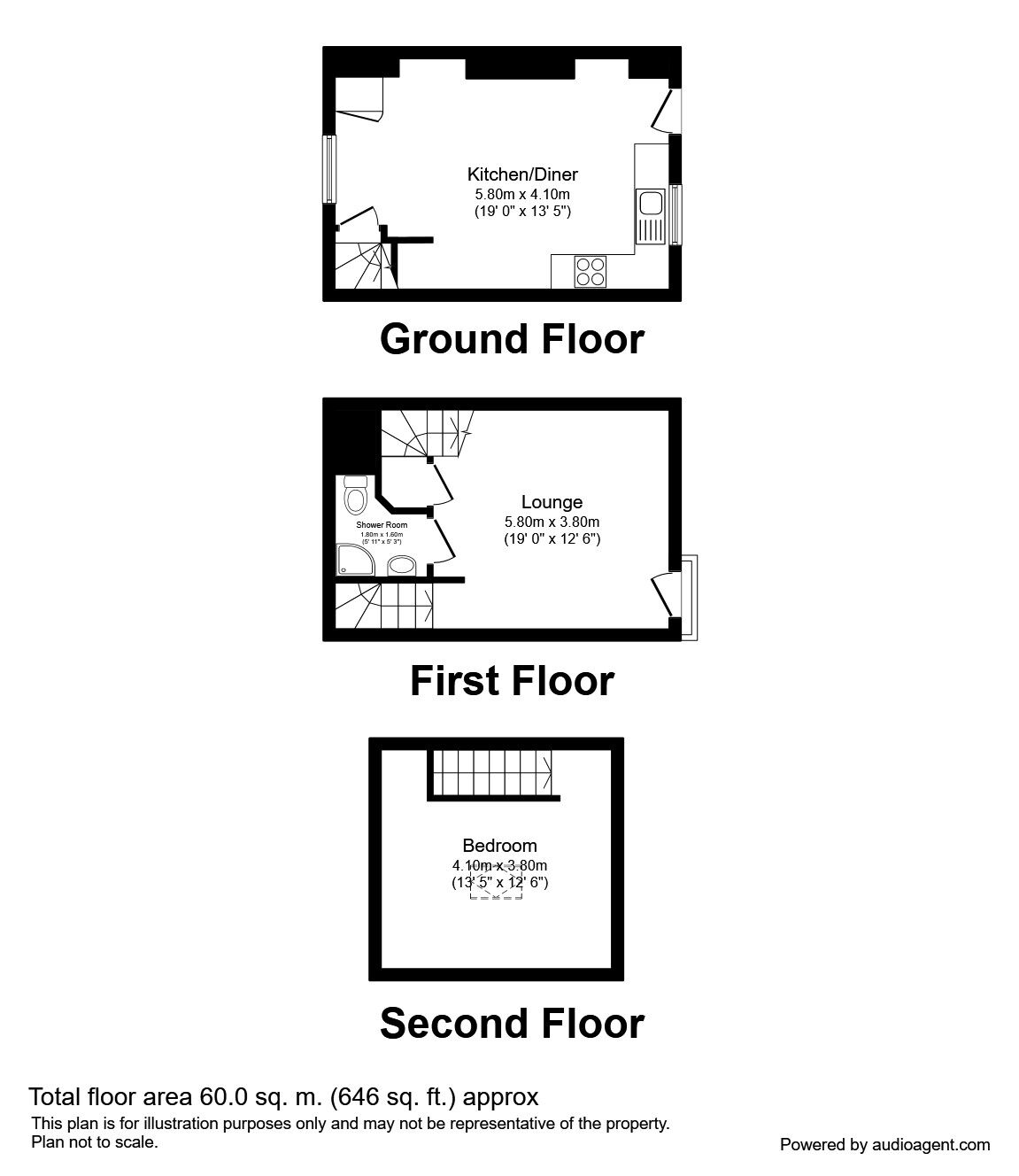 Floorplan of 2 bedroom  House to rent, Bretton Lane, Bretton, West Yorkshire, WF4