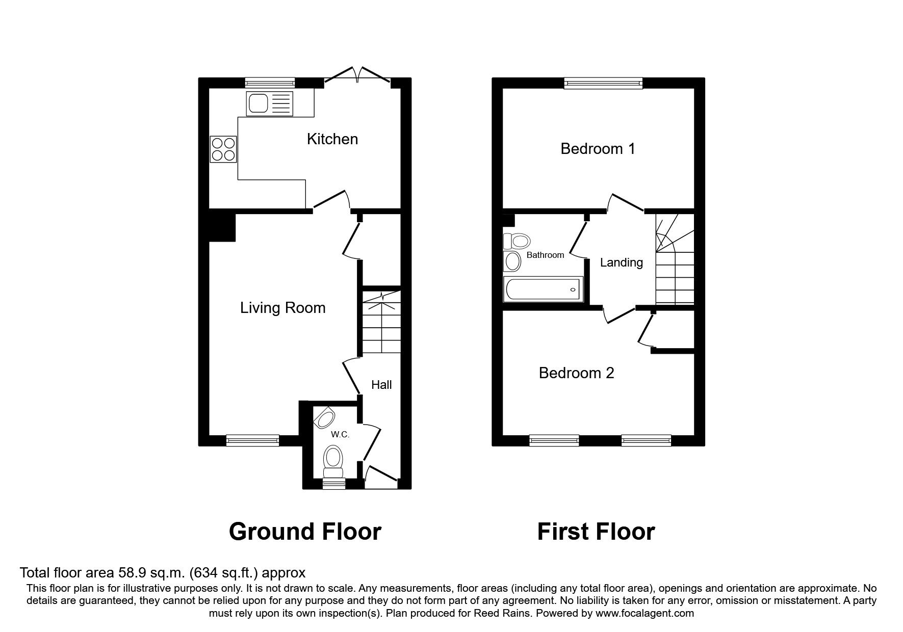 Floorplan of 2 bedroom Mid Terrace House to rent, Limestone Road, Wakefield, West Yorkshire, WF1