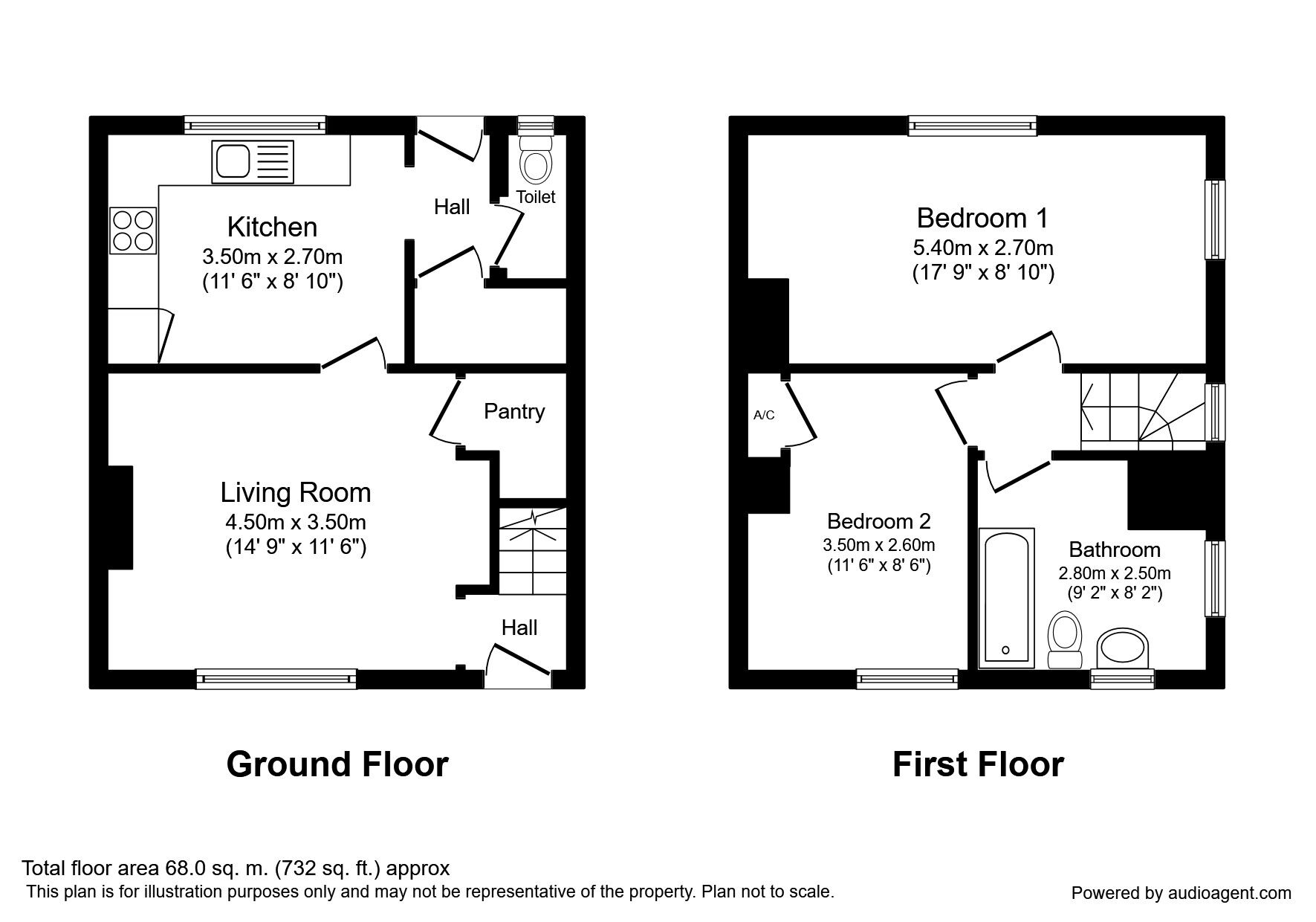 Floorplan of 2 bedroom End Terrace House to rent, Clifford Avenue, Wakefield, West Yorkshire, WF2
