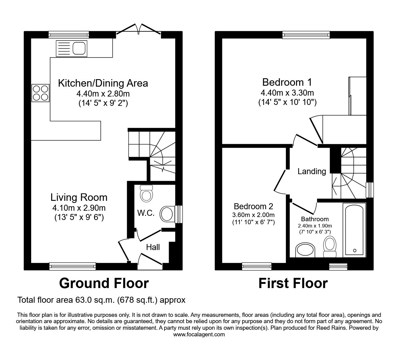 Floorplan of 2 bedroom Semi Detached House to rent, Casey Court, Wakefield, West Yorkshire, WF1