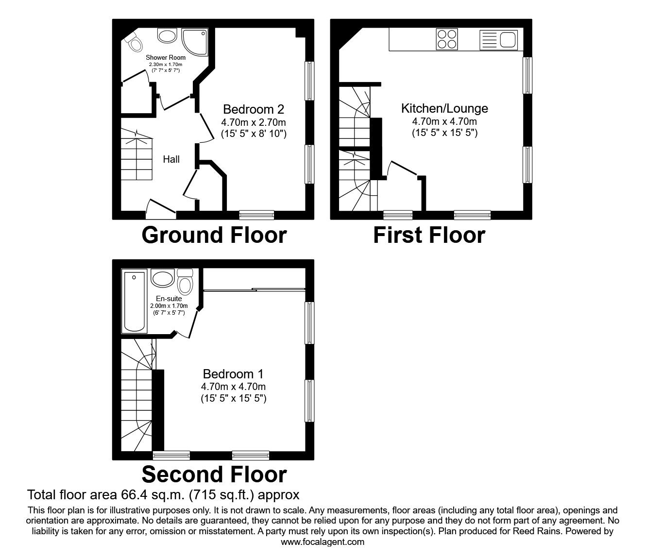 Floorplan of 2 bedroom Semi Detached House to rent, Cawood Close, Wakefield, West Yorkshire, WF1