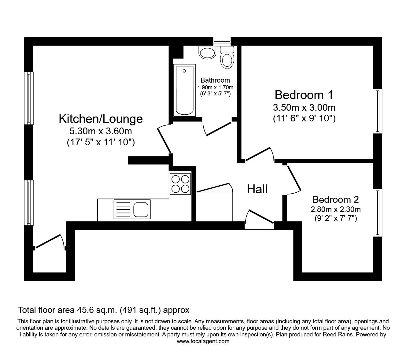 Floorplan of 2 bedroom  Flat to rent, Wellington House, Wellington Street, Wakefield, WF2