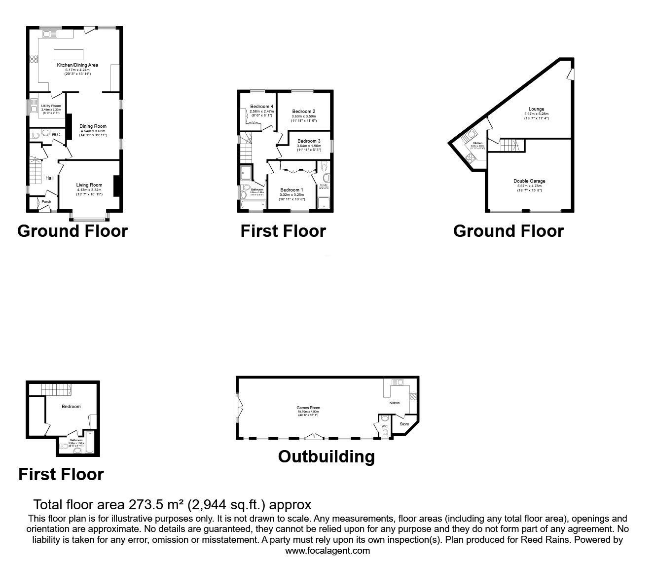 Floorplan of 4 bedroom Detached House for sale, Doncaster Road, Crofton, West Yorkshire, WF4