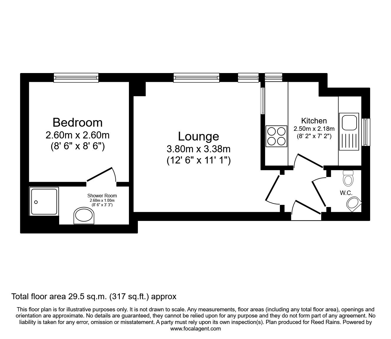 Floorplan of 1 bedroom  Flat to rent, St. Johns Chase, Wakefield, West Yorkshire, WF1
