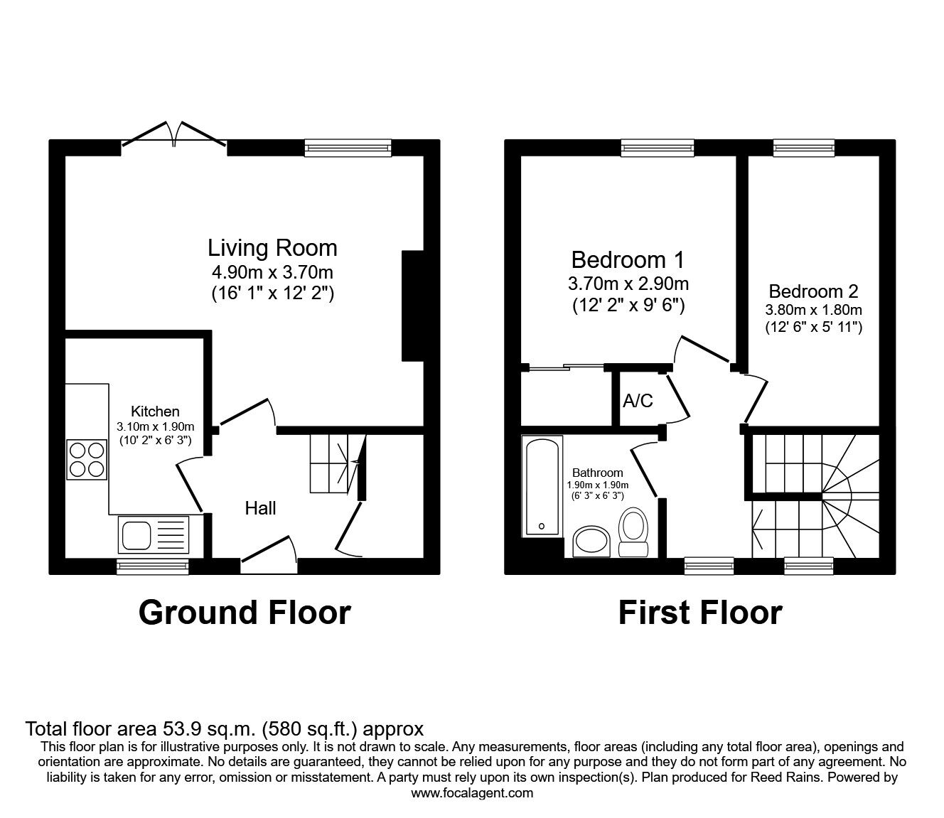 Floorplan of 2 bedroom Mid Terrace House to rent, Phoenix Court, Wakefield, West Yorkshire, WF2