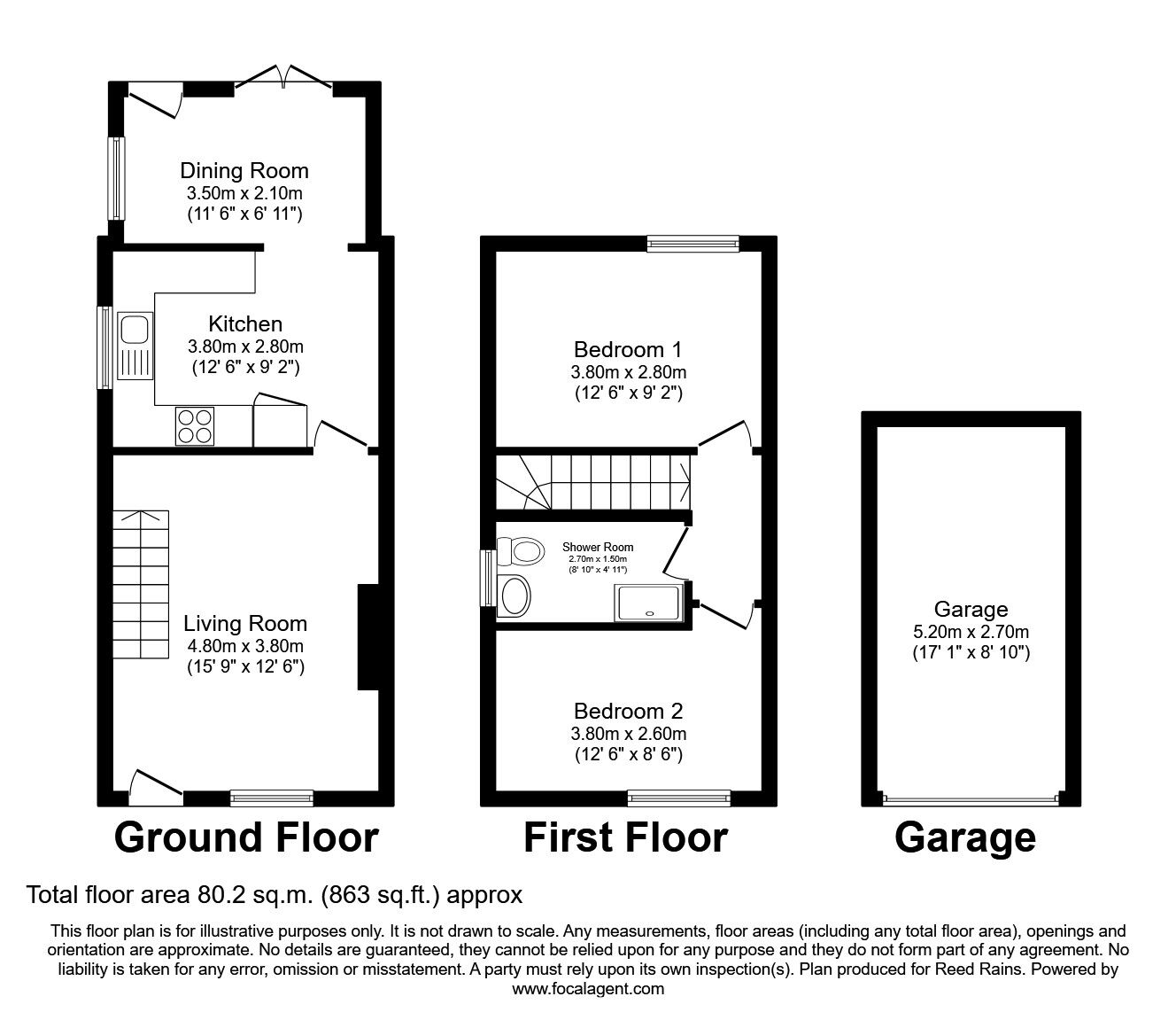 Floorplan of 2 bedroom Semi Detached House to rent, Meadow Brook Close, Normanton, West Yorkshire, WF6