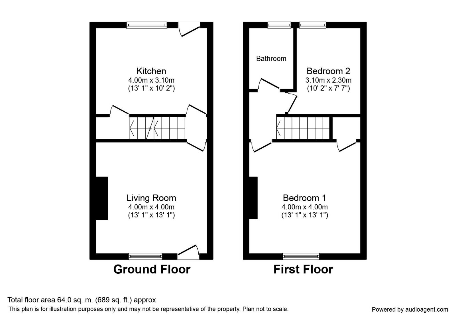 Floorplan of 2 bedroom Mid Terrace House to rent, Mount Road, Stanley, West Yorkshire, WF3