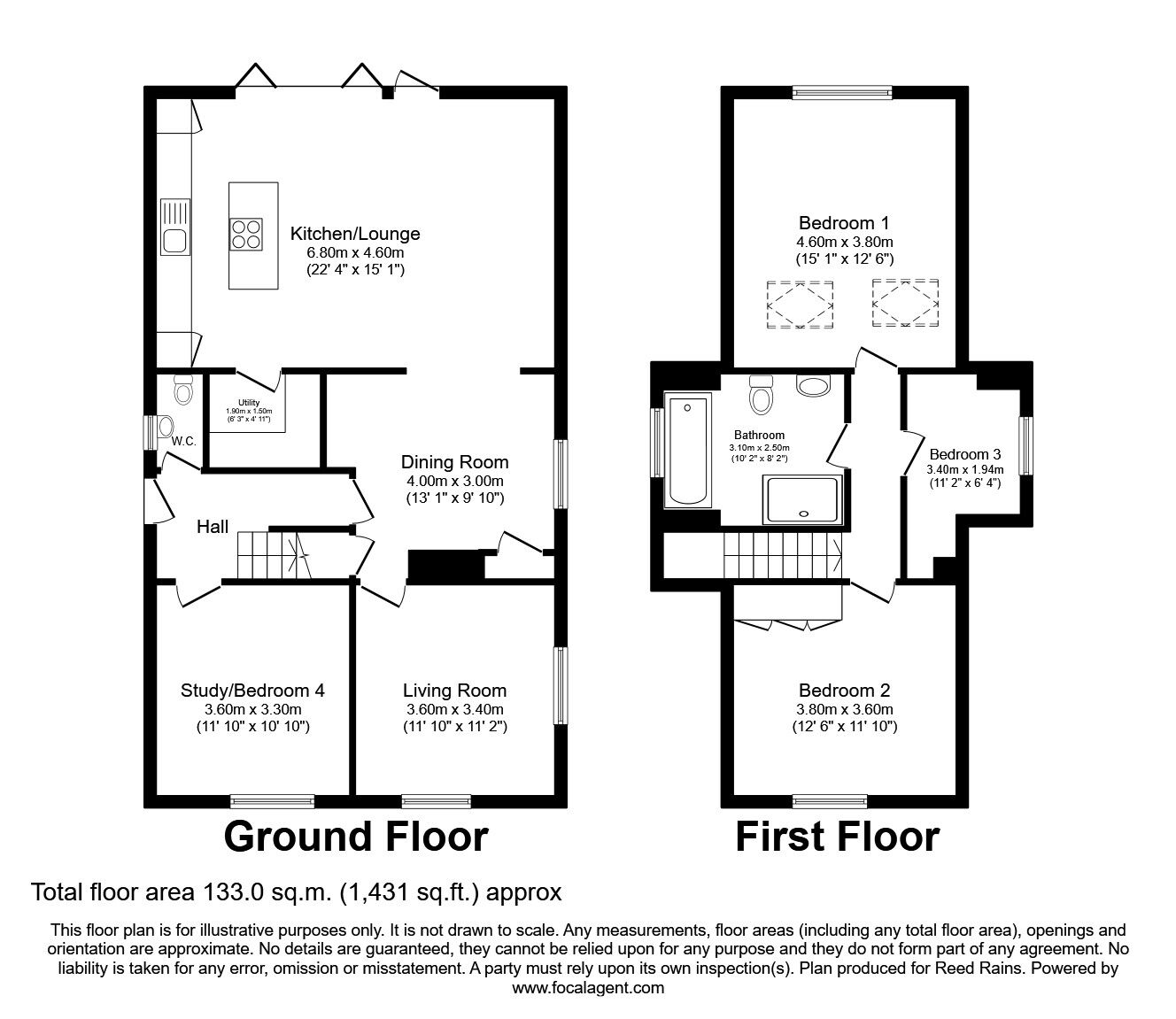 Floorplan of 4 bedroom Detached House for sale, Elmwood Drive, Walton, West Yorkshire, WF2