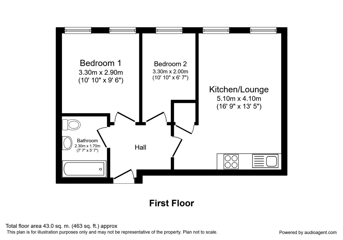Floorplan of 2 bedroom  Flat to rent, Market Street, Wakefield, West Yorkshire, WF1