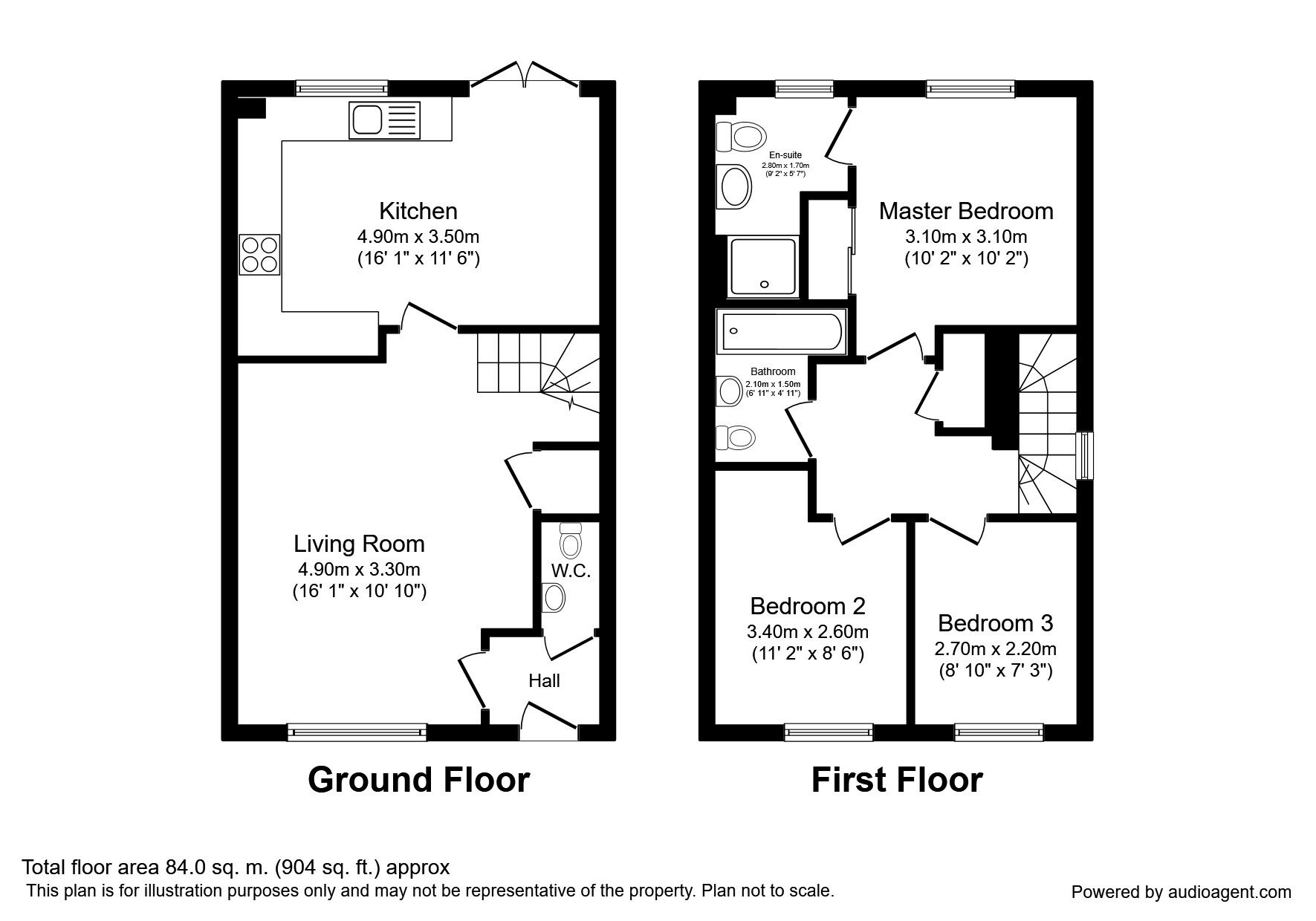 Floorplan of 3 bedroom End Terrace House to rent, Butler Way, Wakefield, West Yorkshire, WF1