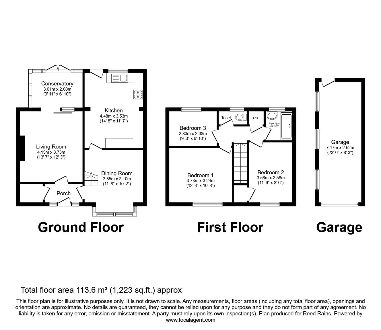 Floorplan of 3 bedroom Detached House for sale, Redruth Drive, Normanton, West Yorkshire, WF6