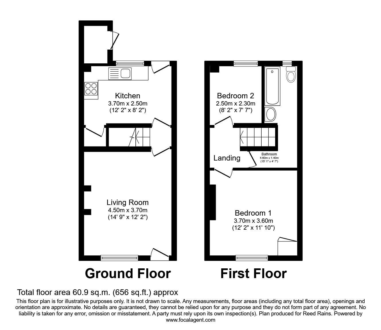 Floorplan of 2 bedroom Mid Terrace House to rent, West Street, Wakefield, West Yorkshire, WF2