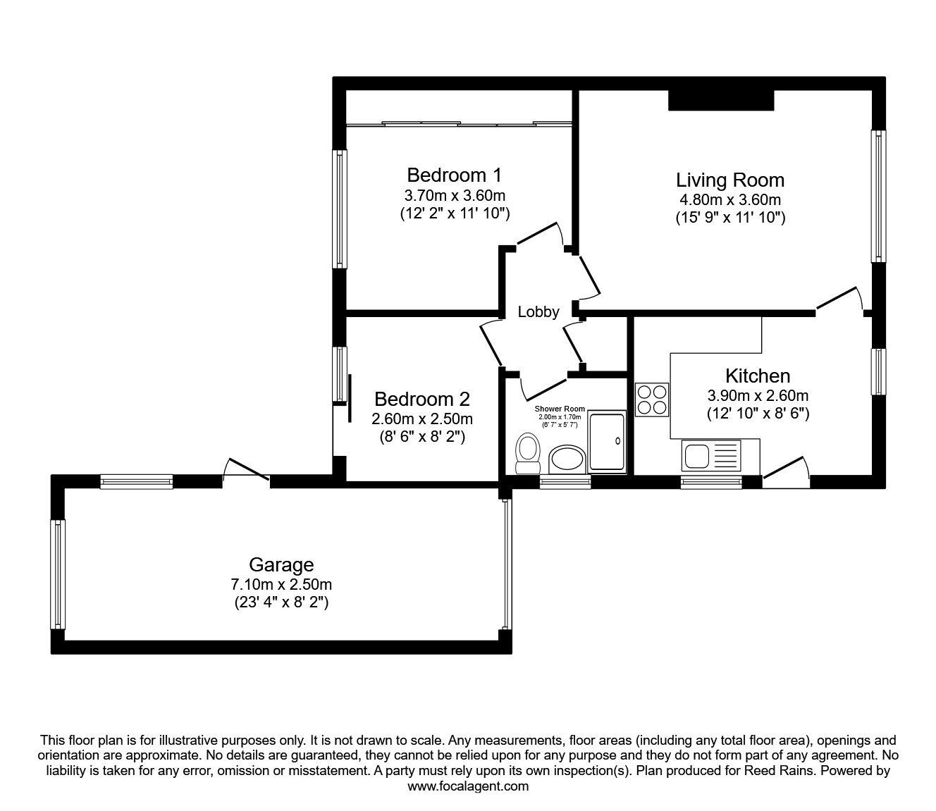 Floorplan of 2 bedroom Semi Detached Bungalow for sale, Thornleigh Drive, Wakefield, West Yorkshire, WF2