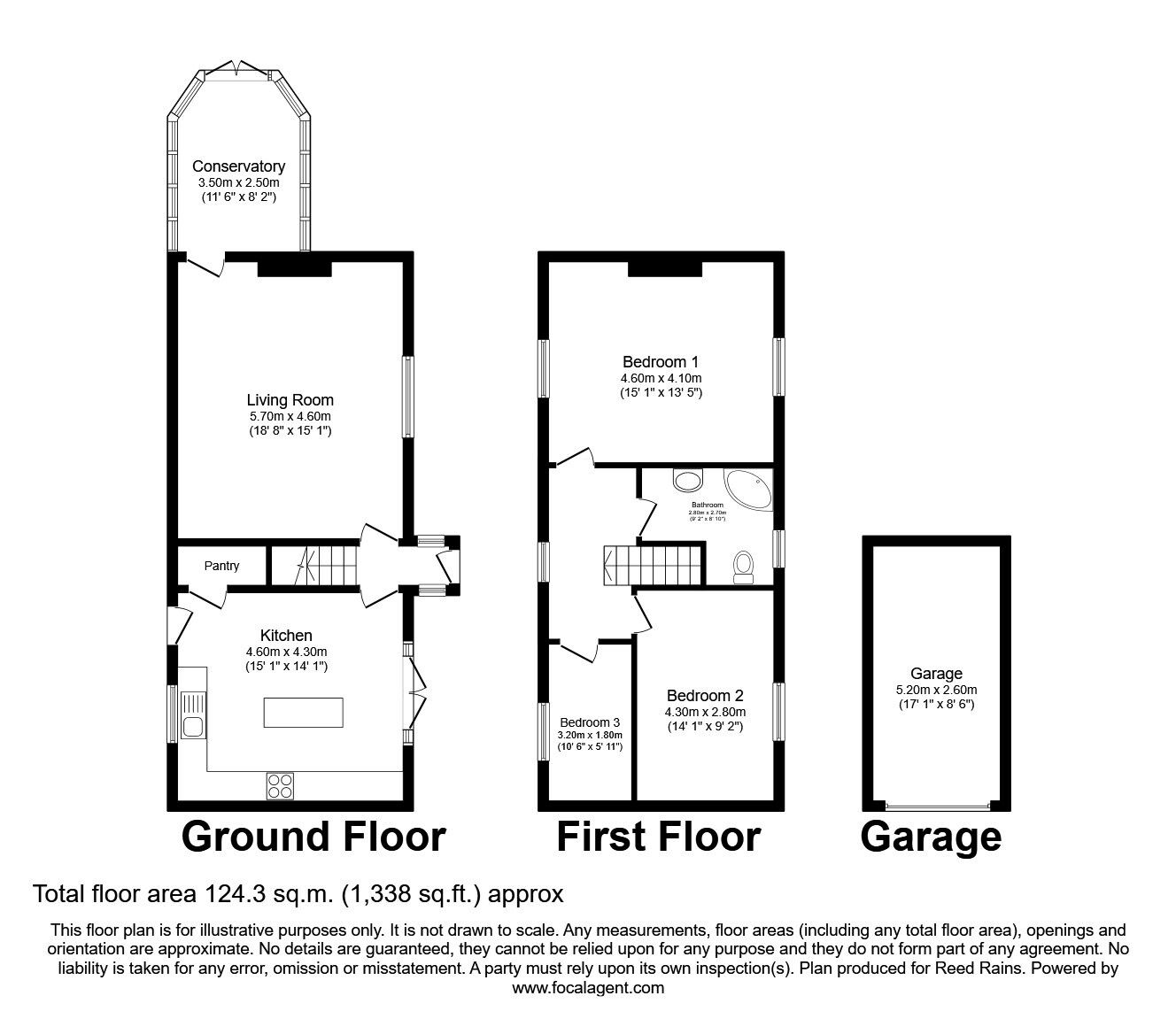Floorplan of 3 bedroom  Property for sale, Aberford Road, Stanley, West Yorkshire, WF3
