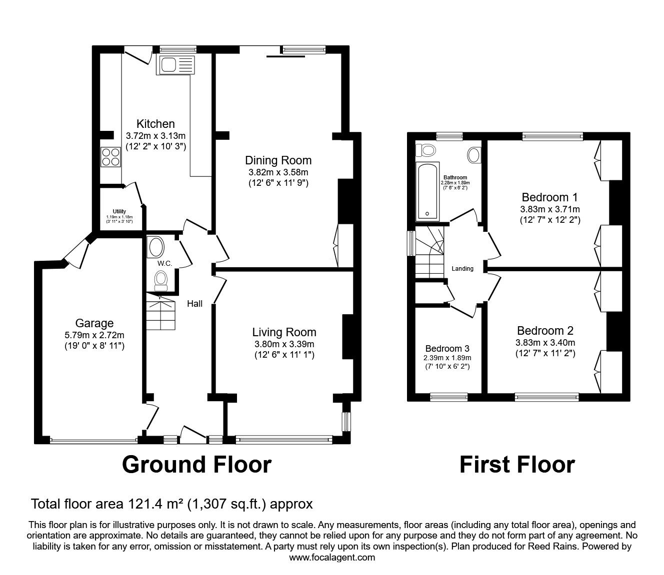 Floorplan of 3 bedroom Semi Detached House for sale, Dewsbury Road, Wakefield, West Yorkshire, WF2