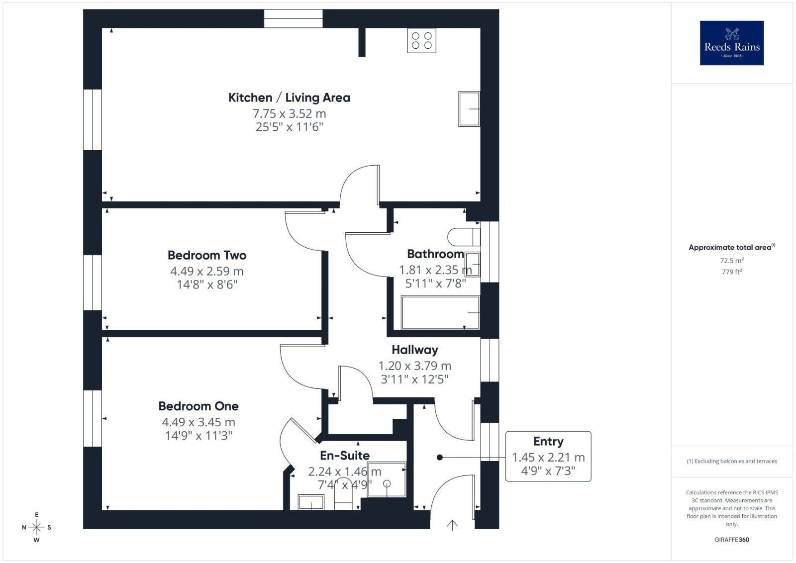 Floorplan of 2 bedroom Flat for sale, St. Andrews Close, Wakefield, West Yorkshire, WF1