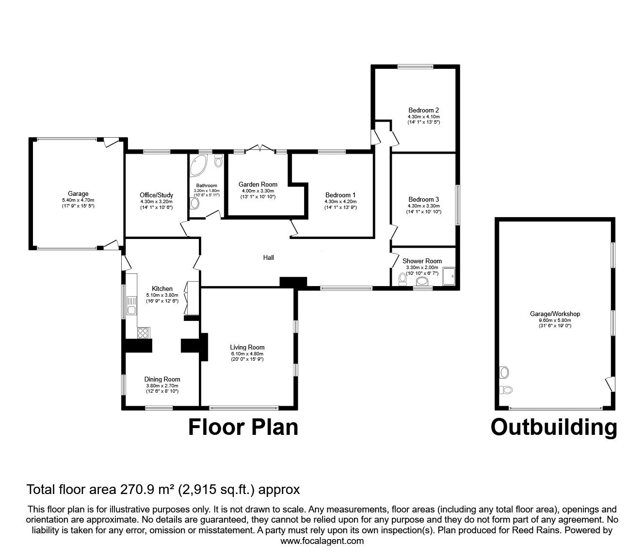 Floorplan of 3 bedroom Detached Bungalow for sale, West Lane, Sharlston Common, West Yorkshire, WF4