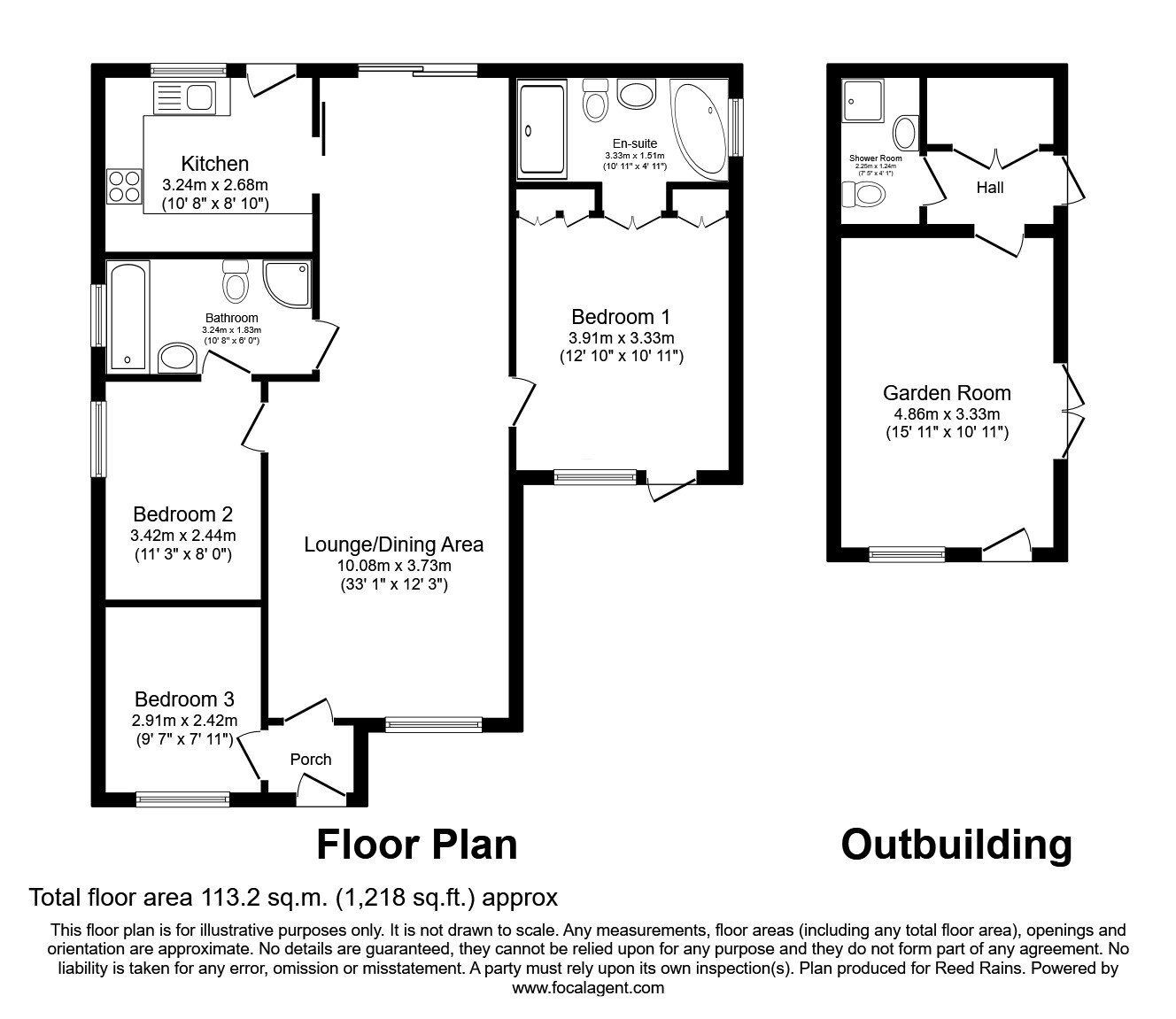 Floorplan of 3 bedroom Detached Bungalow for sale, Cleveland Avenue, Wakefield, West Yorkshire, WF2
