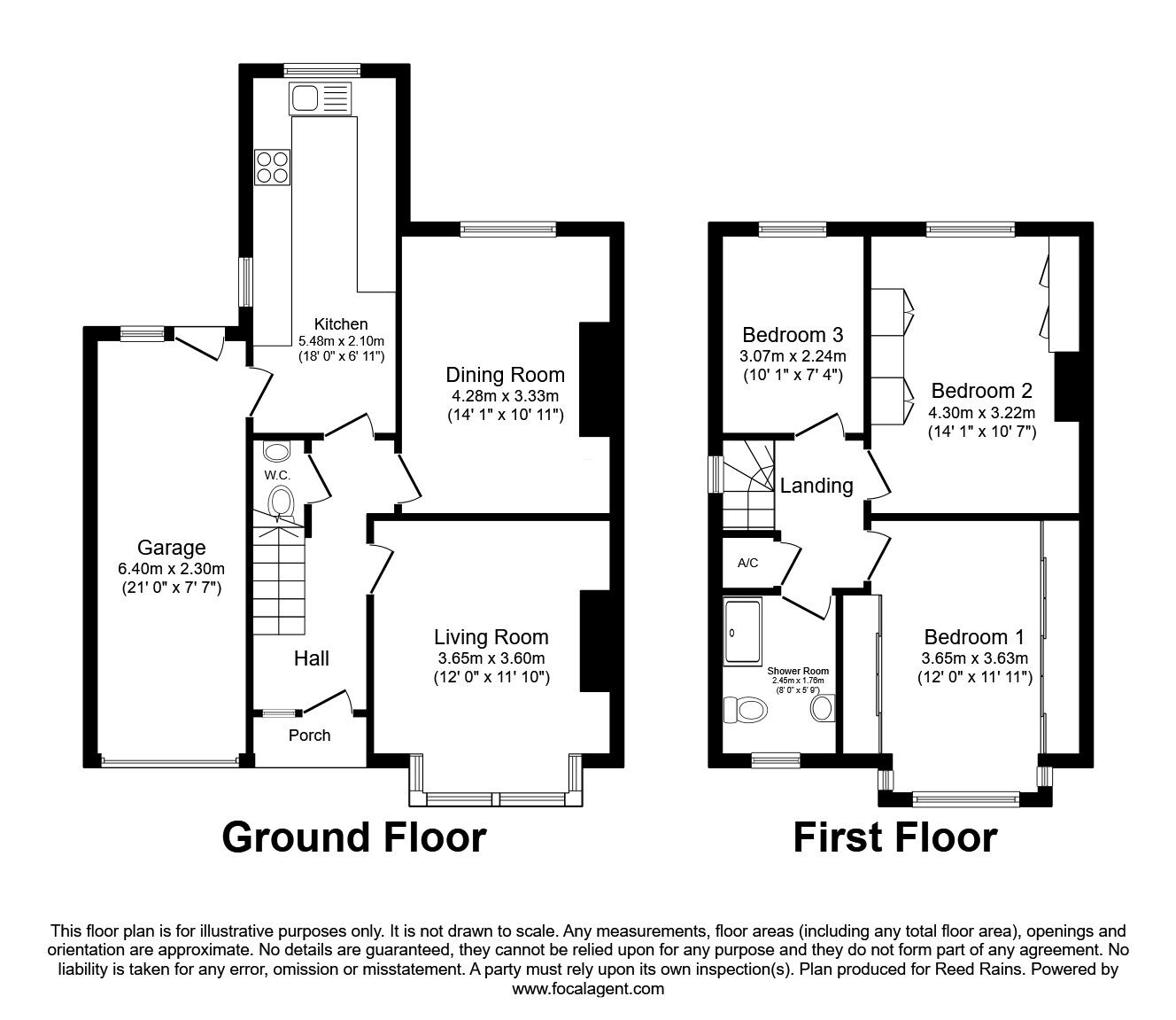 Floorplan of 3 bedroom Semi Detached House for sale, Bradford Road, Wakefield, West Yorkshire, WF1