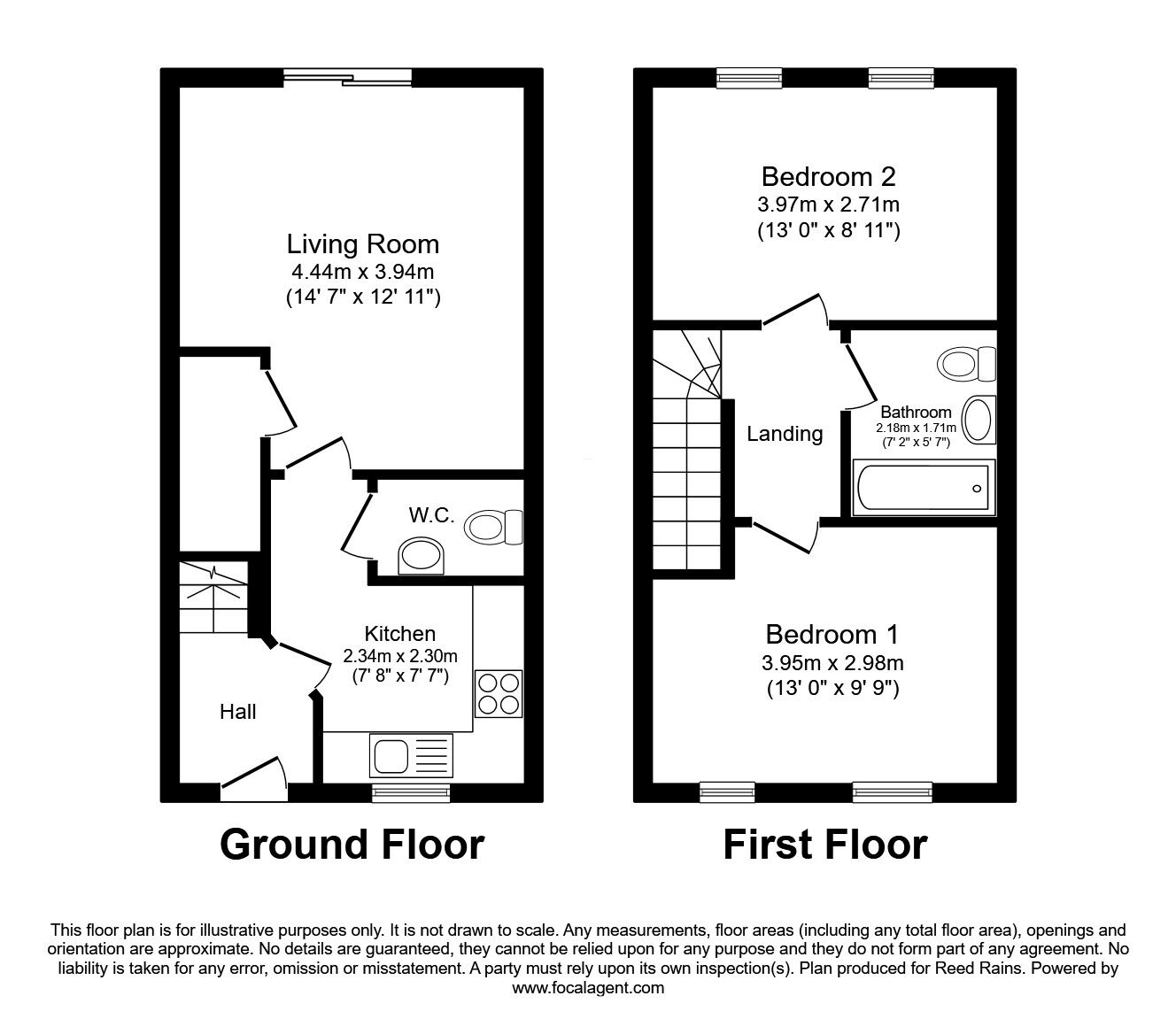 Floorplan of 2 bedroom End Terrace House to rent, Elizabeth Court, Wakefield, West Yorkshire, WF2