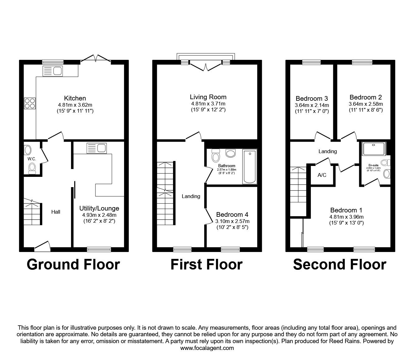 Floorplan of 4 bedroom Semi Detached House for sale, Pugneys Avenue, Crigglestone, West Yorkshire, WF4