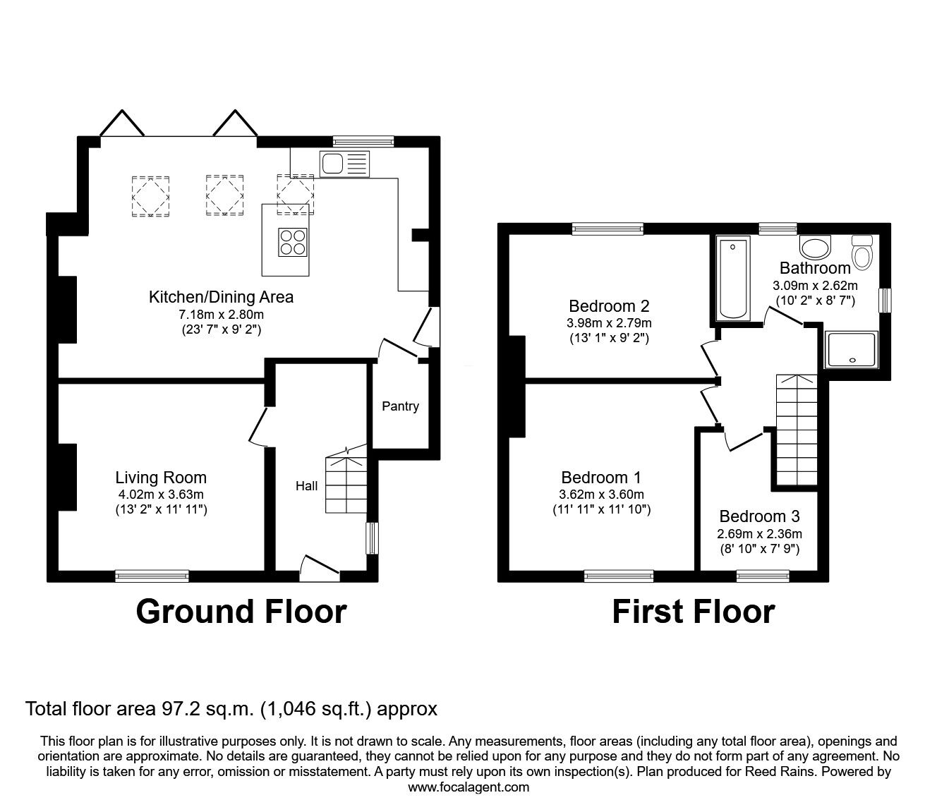 Floorplan of 3 bedroom Semi Detached House for sale, Mountbatten Crescent, Wakefield, West Yorkshire, WF1