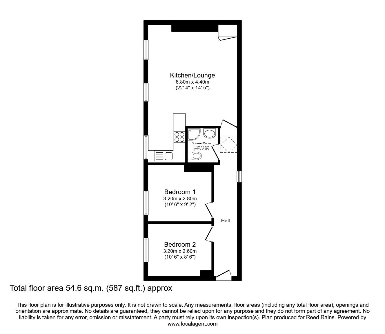 Floorplan of 2 bedroom Flat to rent, Barstow Square, Wakefield, West Yorkshire, WF1