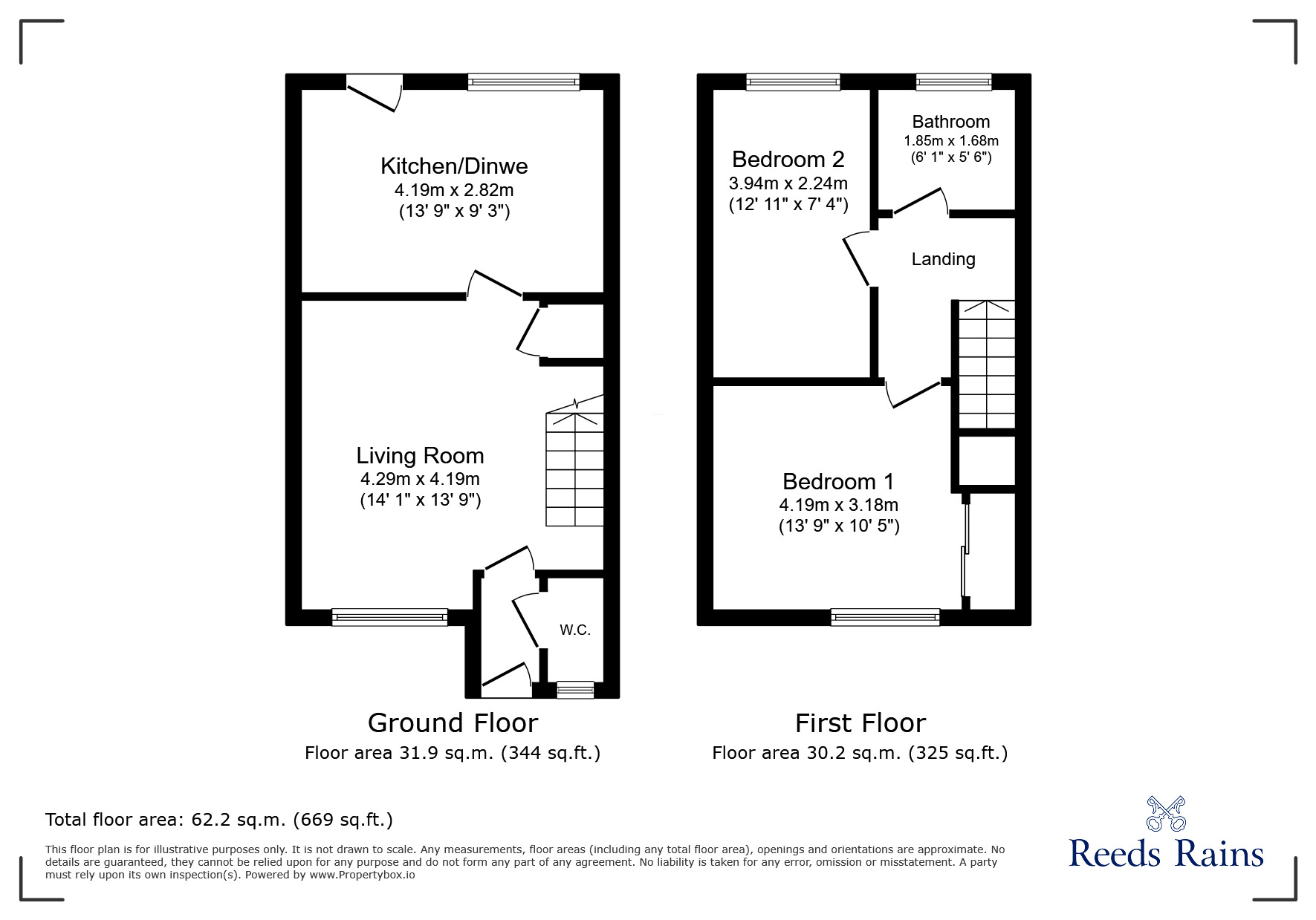Floorplan of 2 bedroom Mid Terrace House for sale, St. Andrews Close, Wakefield, West Yorkshire, WF1