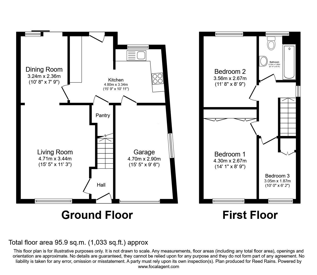 Floorplan of 3 bedroom Detached House for sale, Newton Court, Wakefield, West Yorkshire, WF1