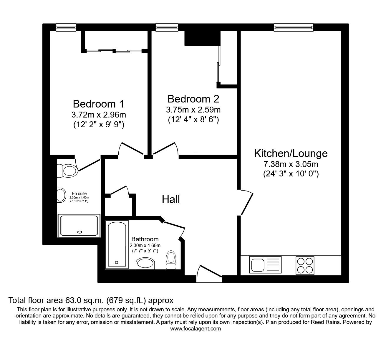 Floorplan of 2 bedroom  Flat for sale, Burgage Square, Wakefield, West Yorkshire, WF1