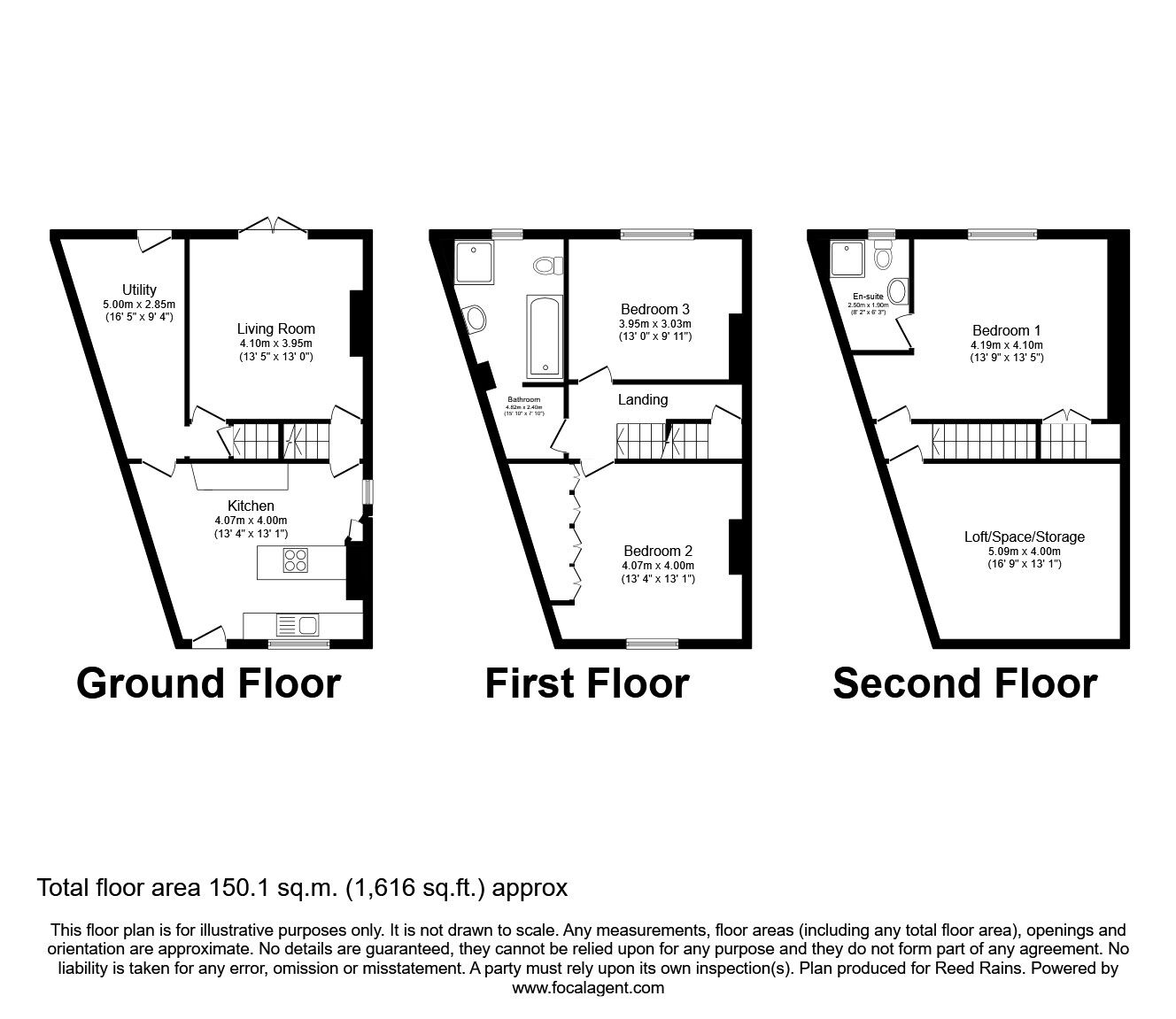 Floorplan of 3 bedroom End Terrace House for sale, Leeds Road, Wakefield, West Yorkshire, WF1