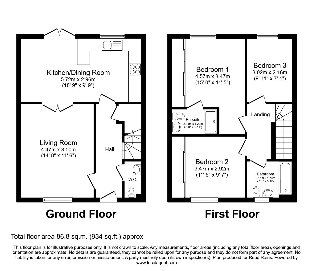 Floorplan of 3 bedroom Semi Detached House for sale, Bedford Farm Court, Crofton, West Yorkshire, WF4