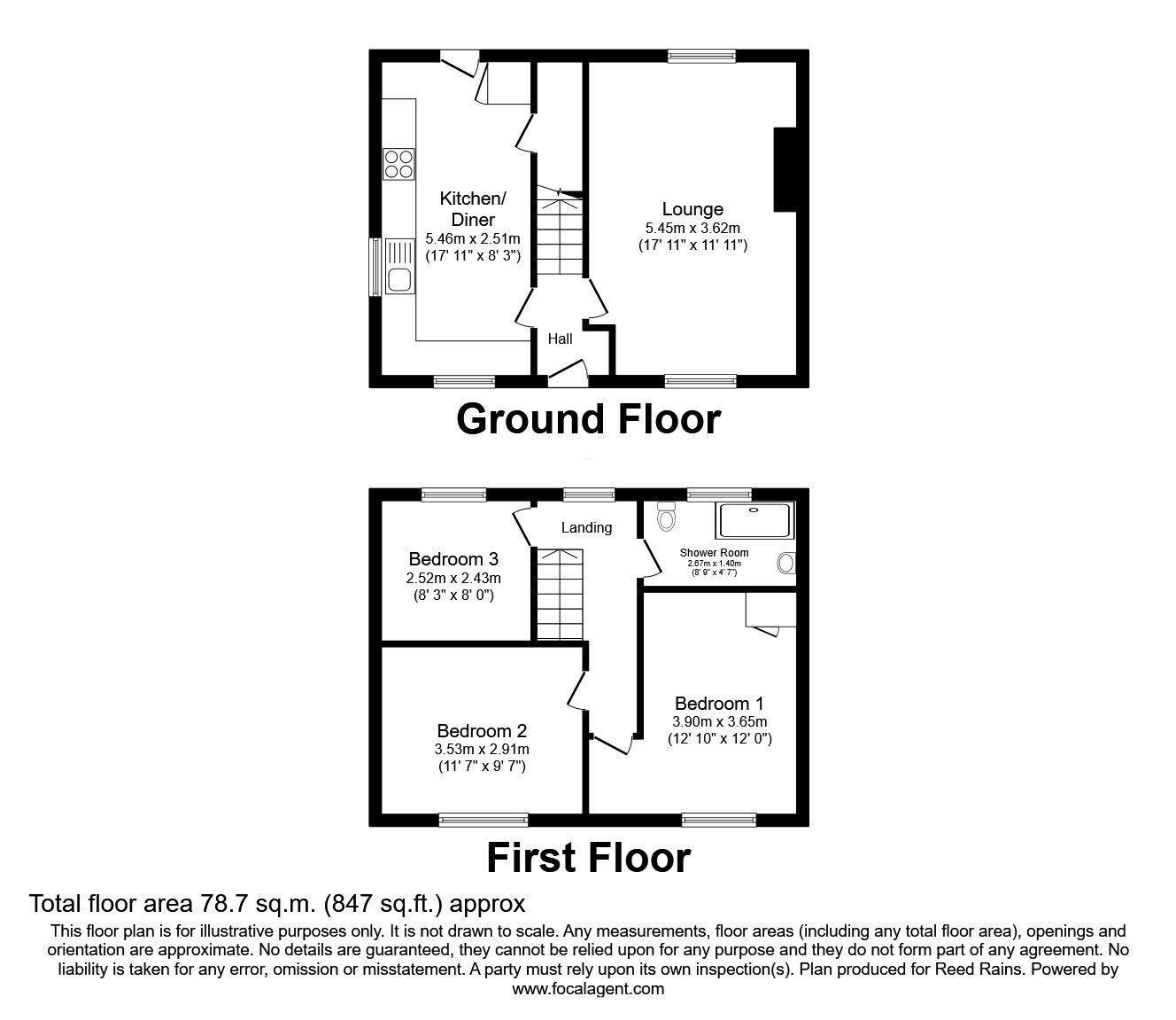 Floorplan of 3 bedroom Semi Detached House for sale, Whinney Moor Avenue, Wakefield, West Yorkshire, WF2
