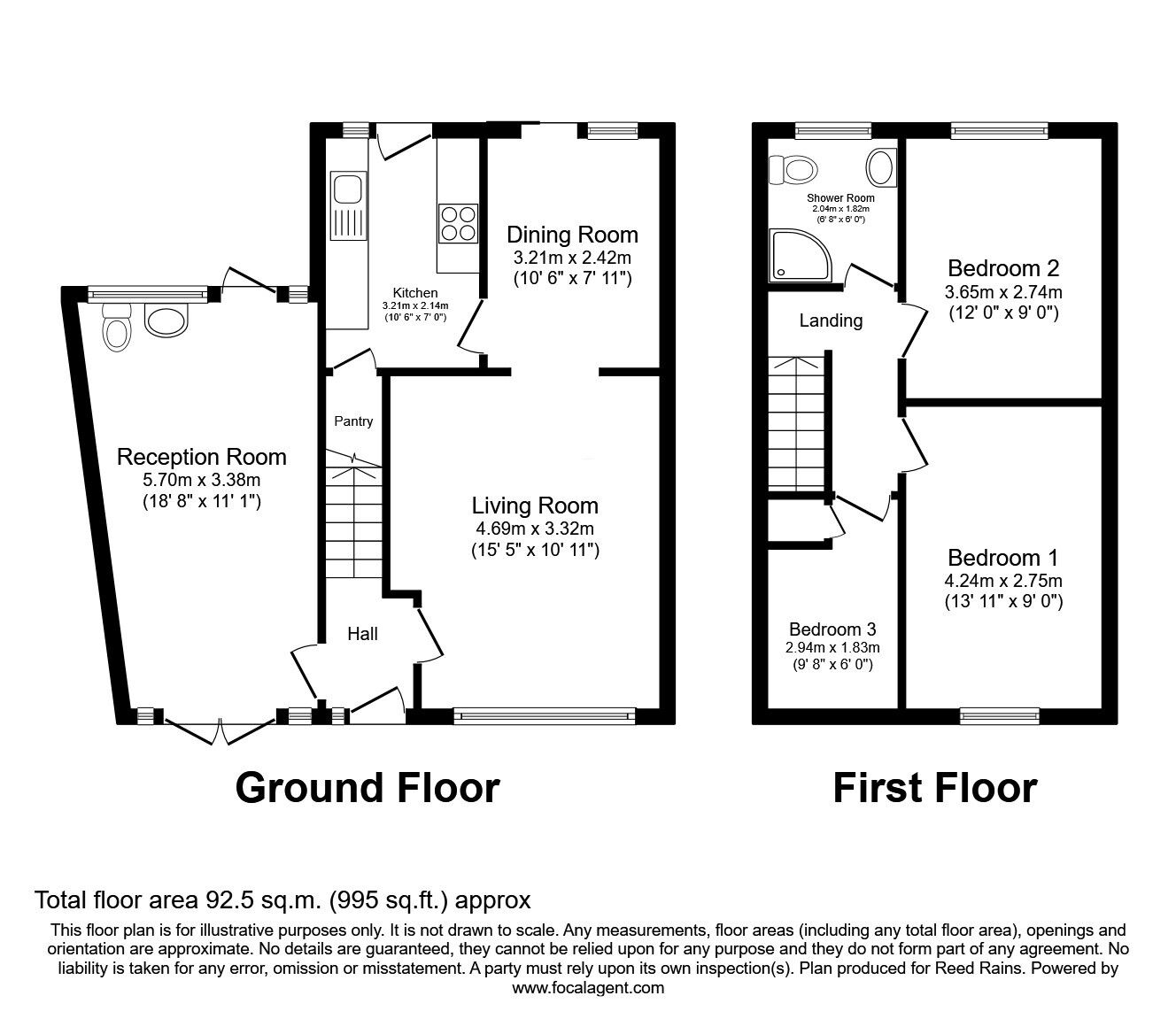 Floorplan of 3 bedroom Detached House for sale, Newton Drive, Wakefield, West Yorkshire, WF1