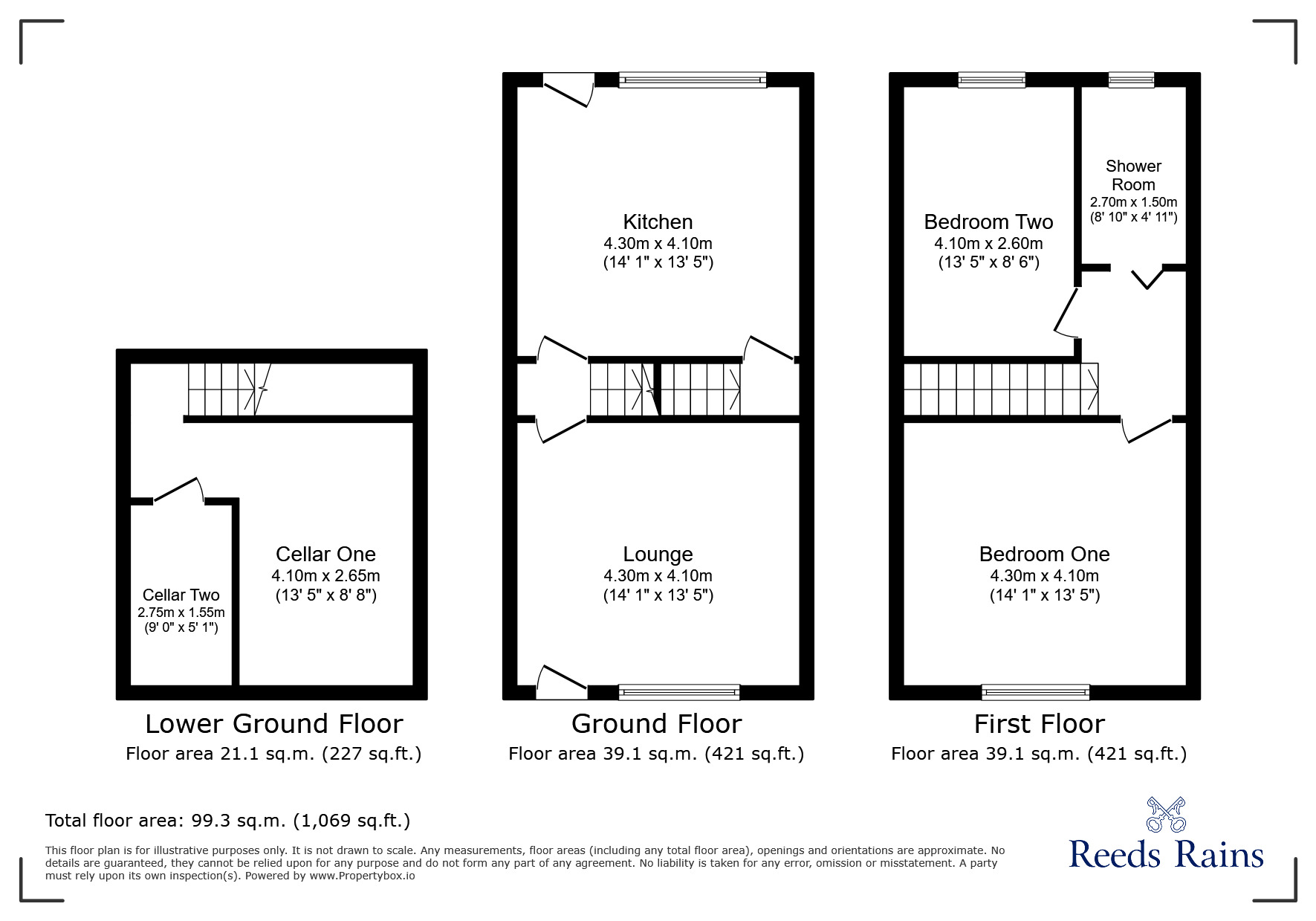 Floorplan of 2 bedroom Mid Terrace House for sale, Hudswell Street, Wakefield, West Yorkshire, WF1