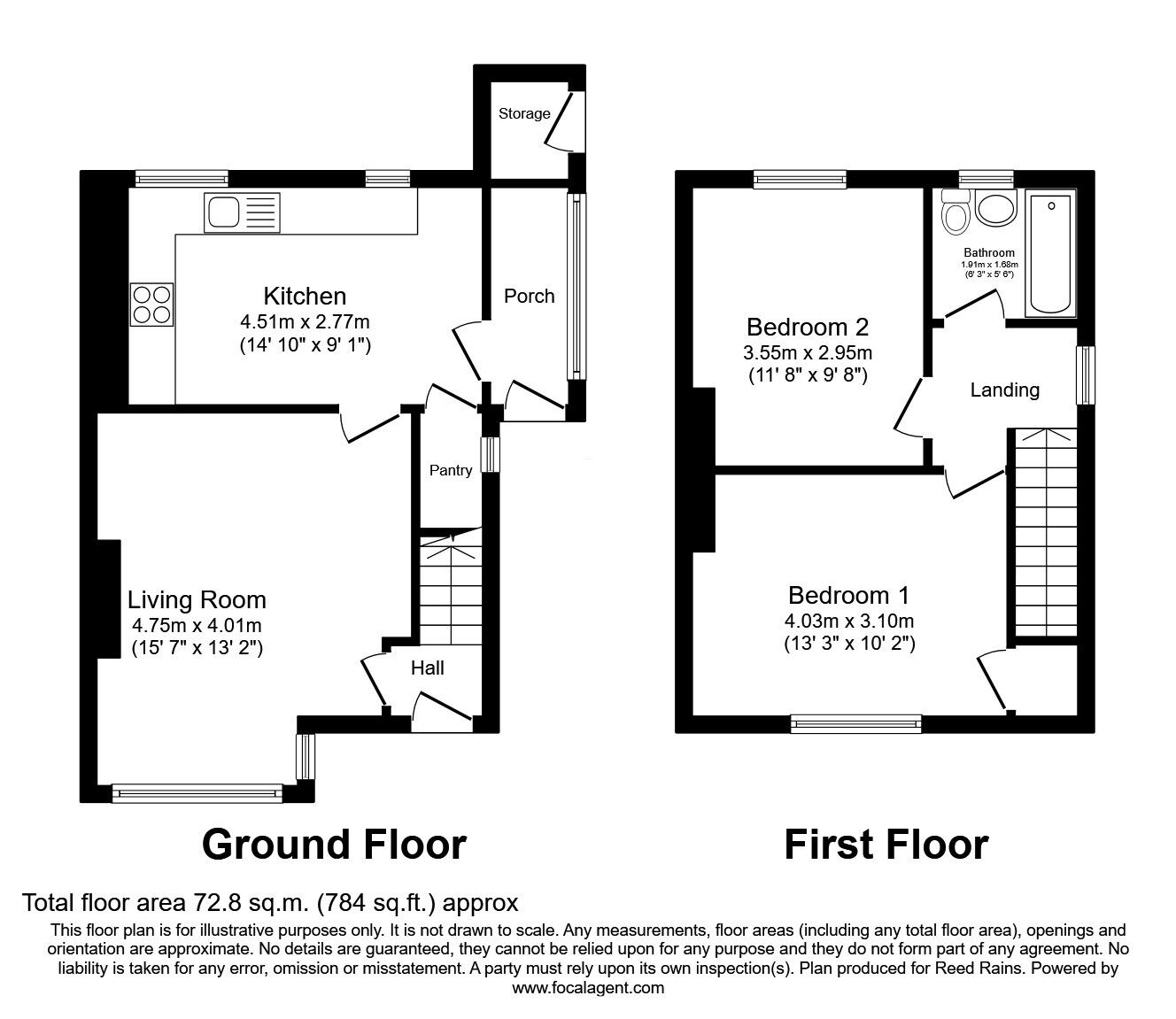 Floorplan of 2 bedroom Semi Detached House for sale, Mountbatten Avenue, Outwood, West Yorkshire, WF1