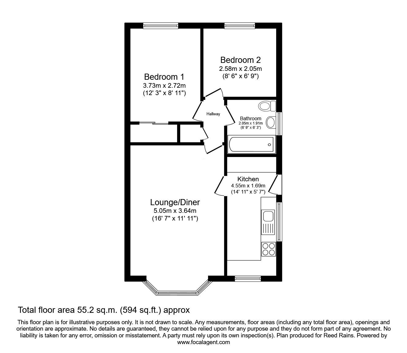 Floorplan of 2 bedroom Semi Detached Bungalow for sale, Wrenthorpe Lane, Wrenthorpe, West Yorkshire, WF2