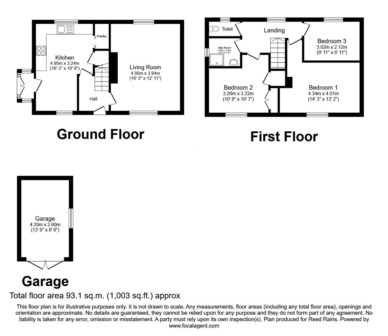 Floorplan of 3 bedroom Semi Detached House for sale, Gisburn Road, Wakefield, West Yorkshire, WF1