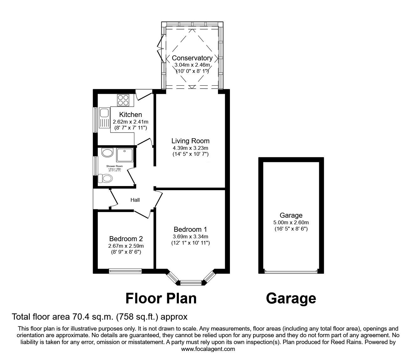 Floorplan of 2 bedroom Semi Detached Bungalow for sale, Woolgreaves Drive, Wakefield, West Yorkshire, WF2